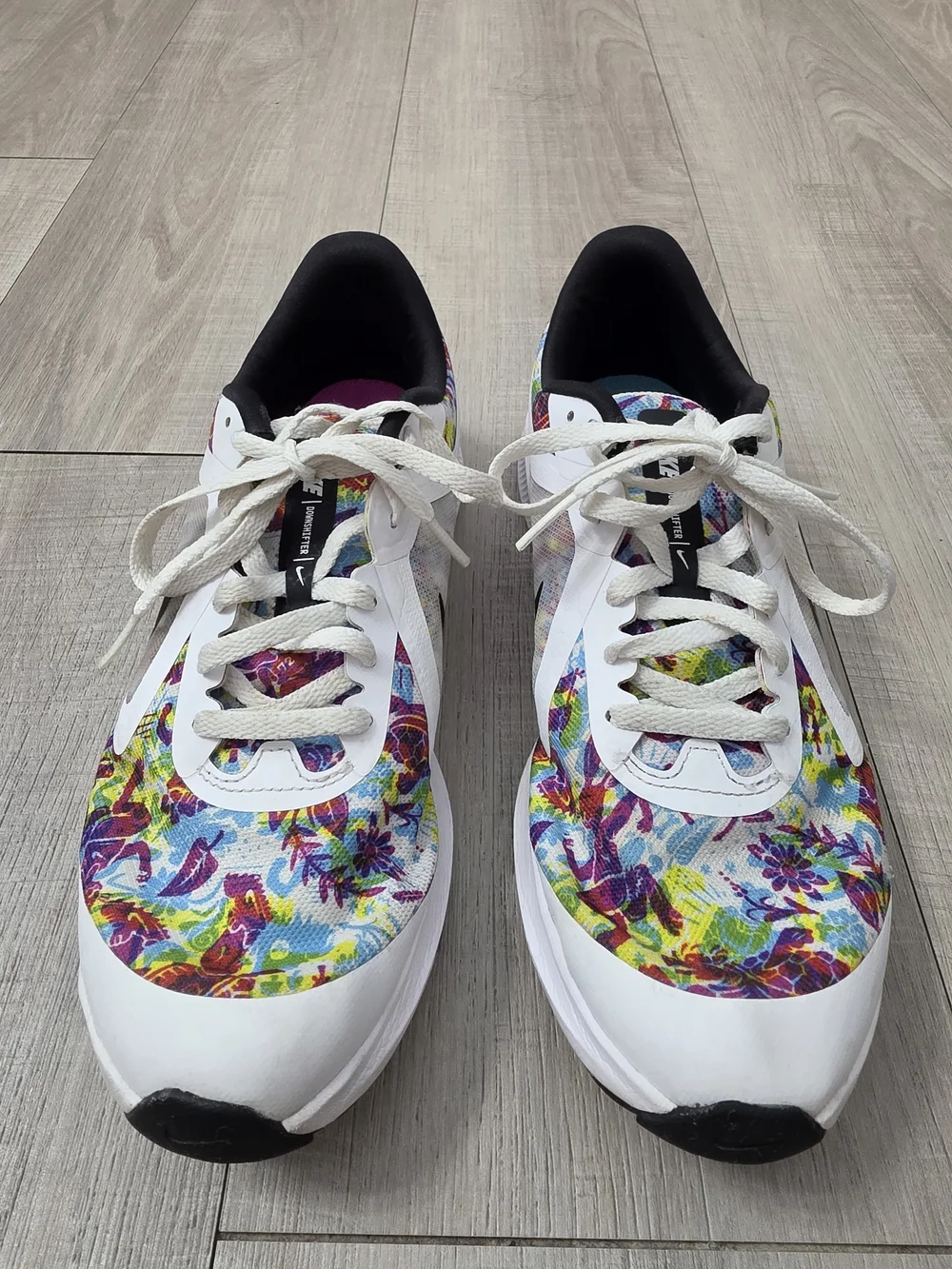 Nike White Running Sneakers with Multicolor Floral Print